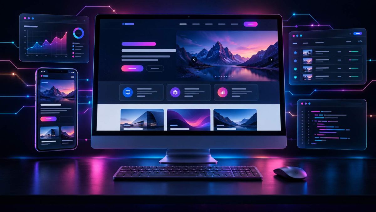 Professional web design and website development concept illustration